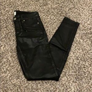 Black faux leather pants